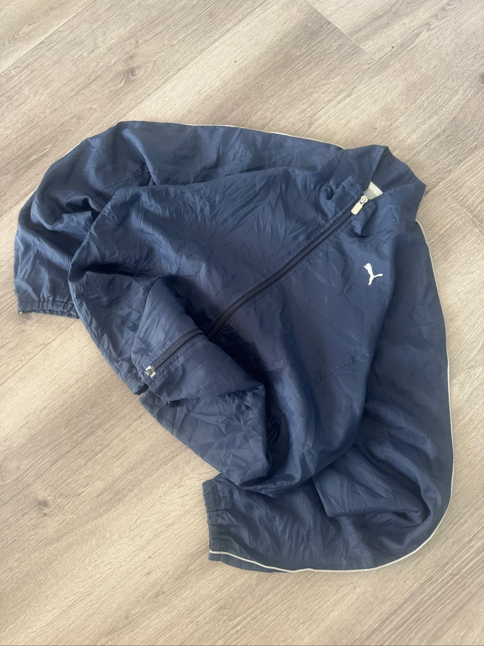 Puma Vintage Windbreaker Jacket Navy Blue Lightweight Full Zip 90s Women M – photo 3
